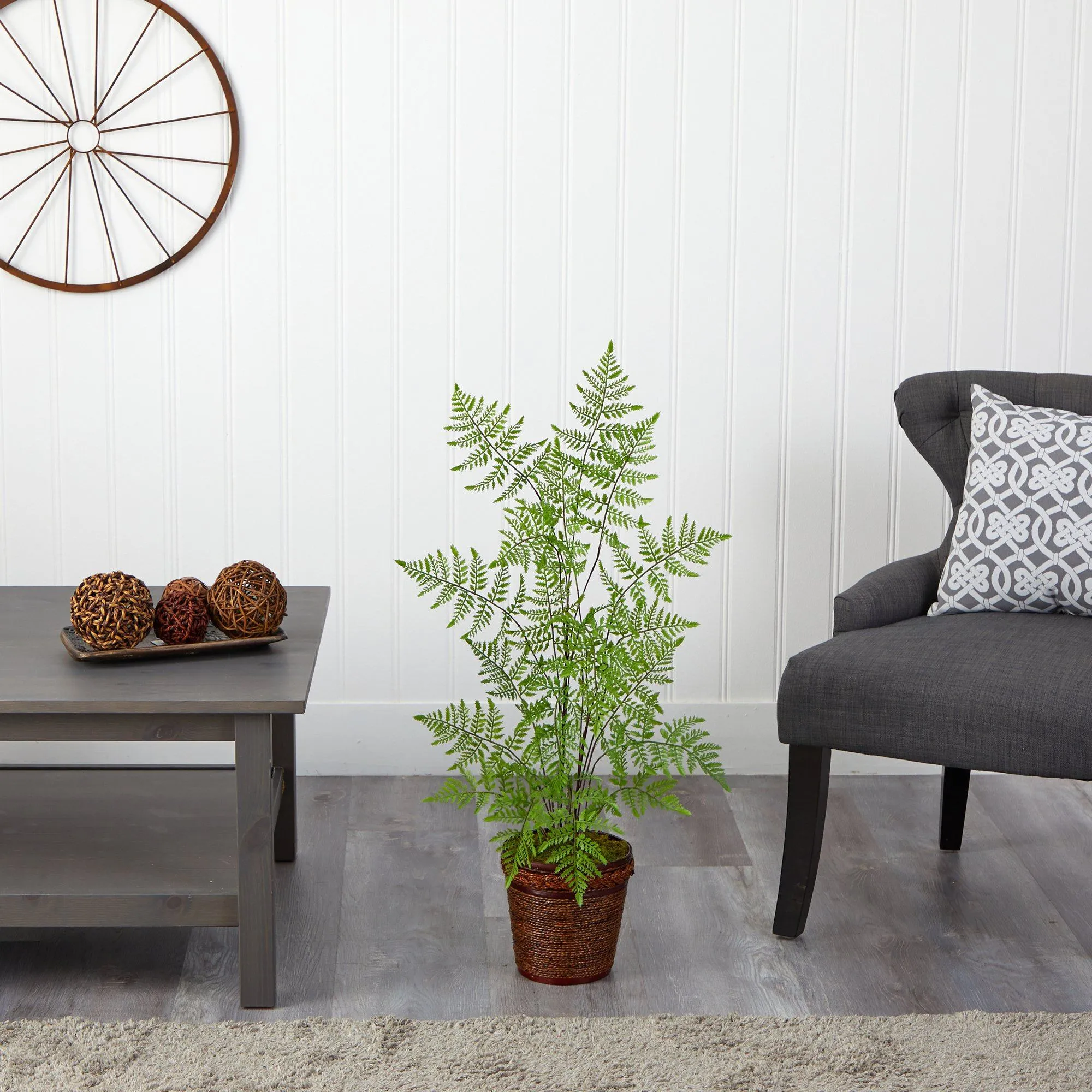 3’ Ruffle Fern Artificial Tree in Basket