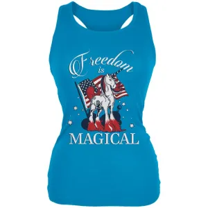 4th Of July Freedom Is Magical Unicorn Juniors Soft Tank Top