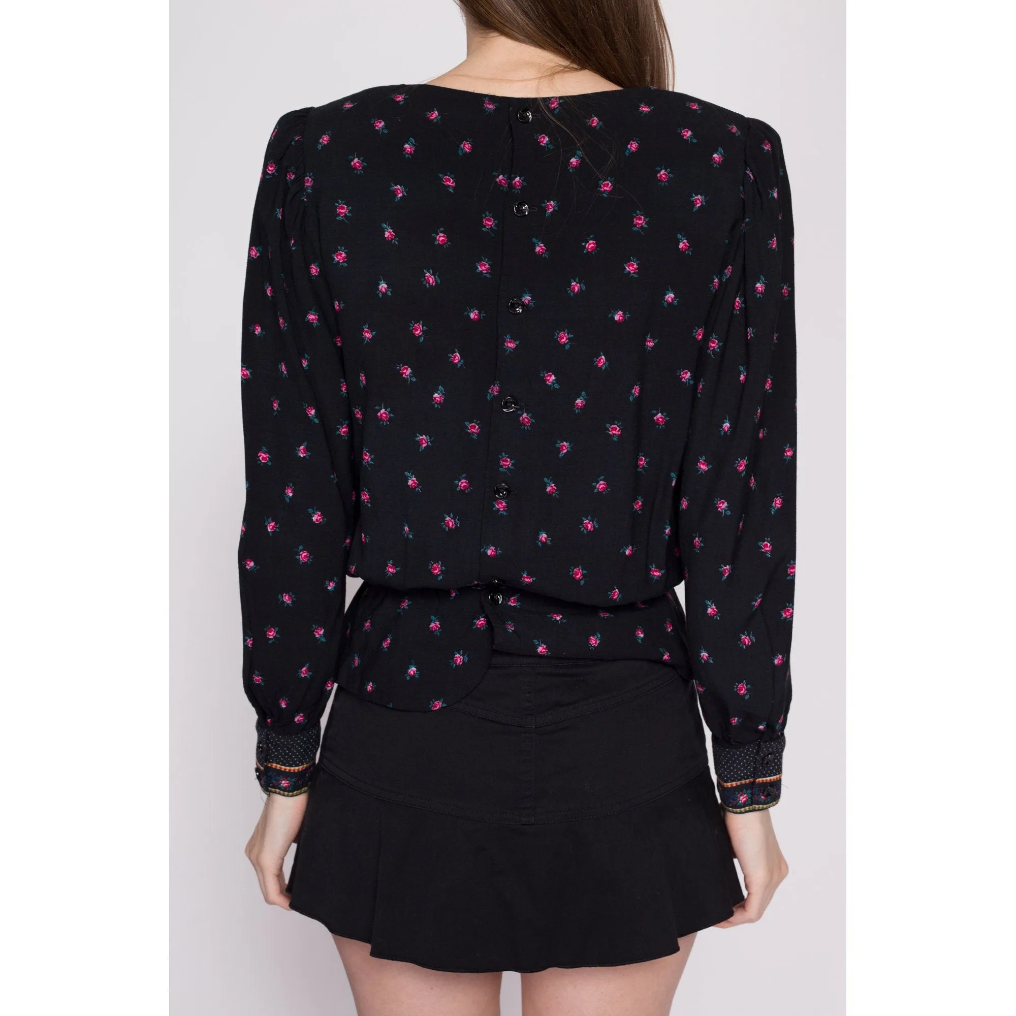80s Lanz Floral Peplum Top - Small to Medium