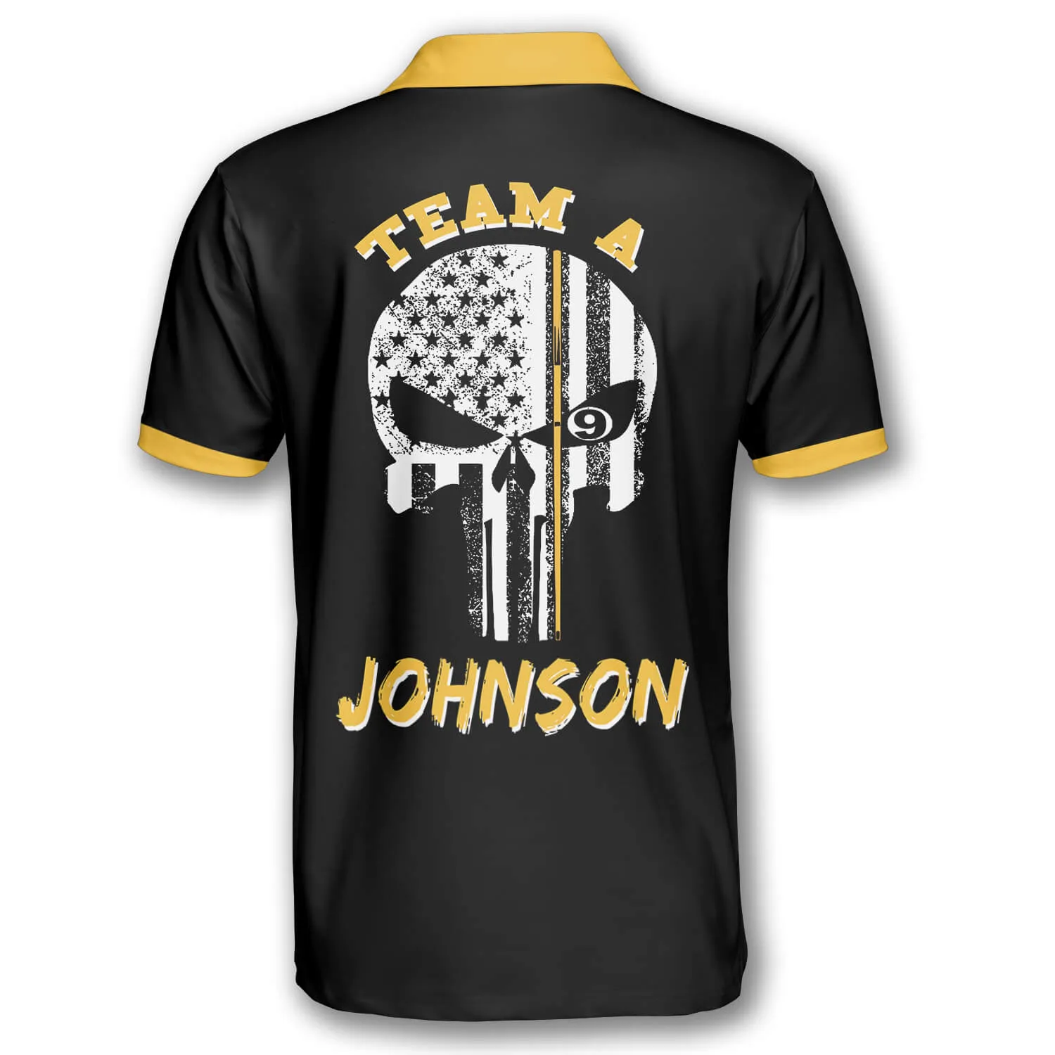 9 Ball Skull Argyle Pattern Custom Billiard Shirts for Men, Team a Custom Name Billiard