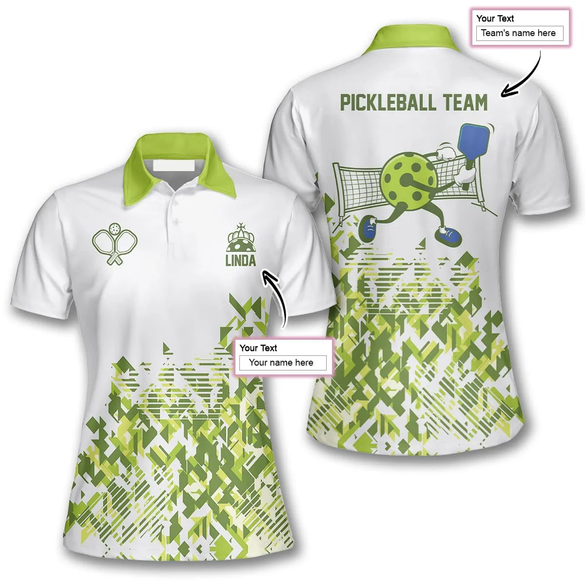 Abstract Sporty Pattern Queen Pickleball Custom Name Shirts For Women