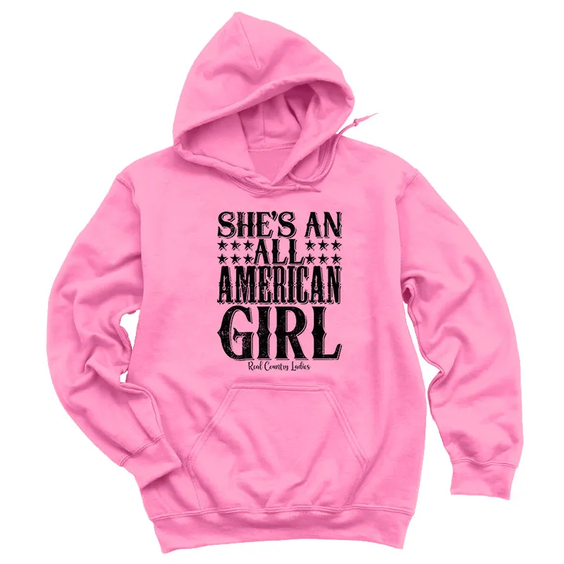 All American Girl Black Print Hoodies & Long Sleeves