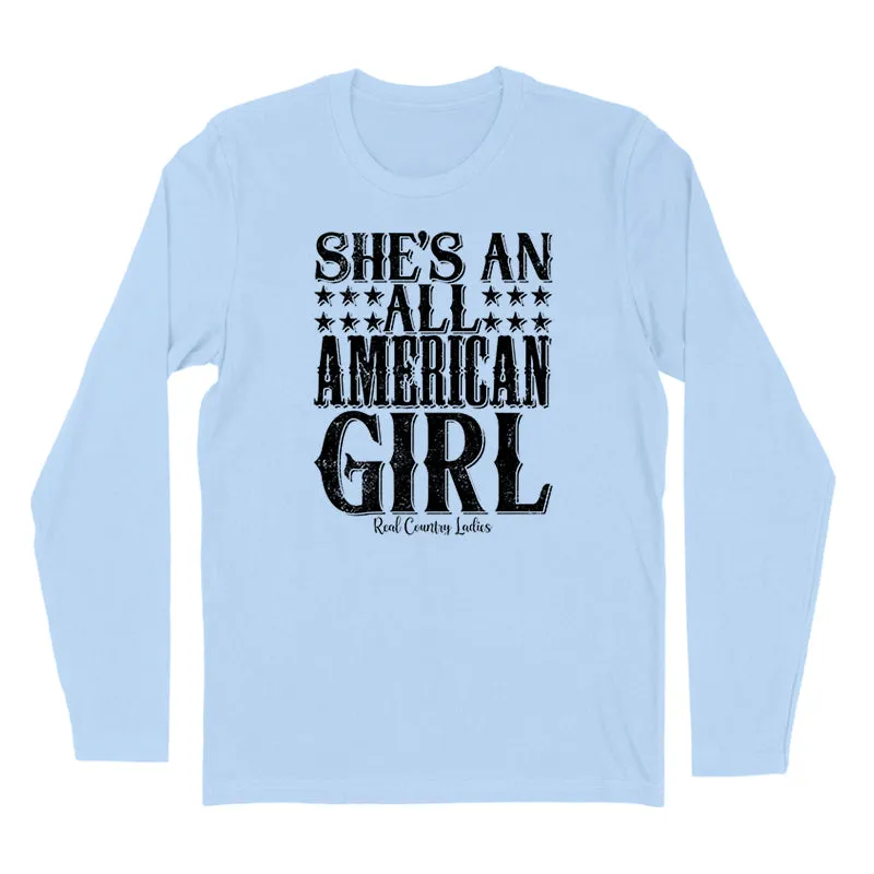 All American Girl Black Print Hoodies & Long Sleeves