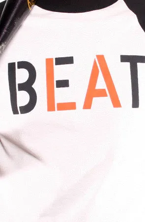 Beat LA (Men's White/Black Raglan Tee)