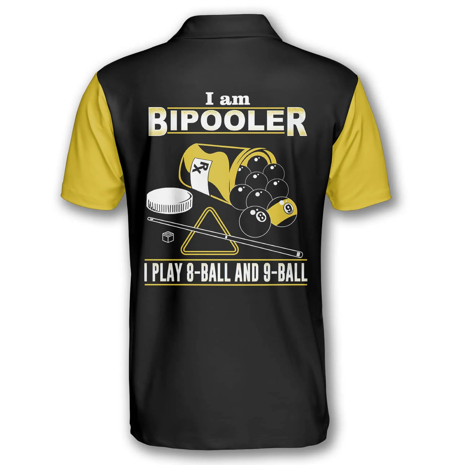 Billiard I'm Bipooler I Playing 8 and 9 Ball Yellow Black Custom Billiard Shirts for Men, Funny Billiard Shirt