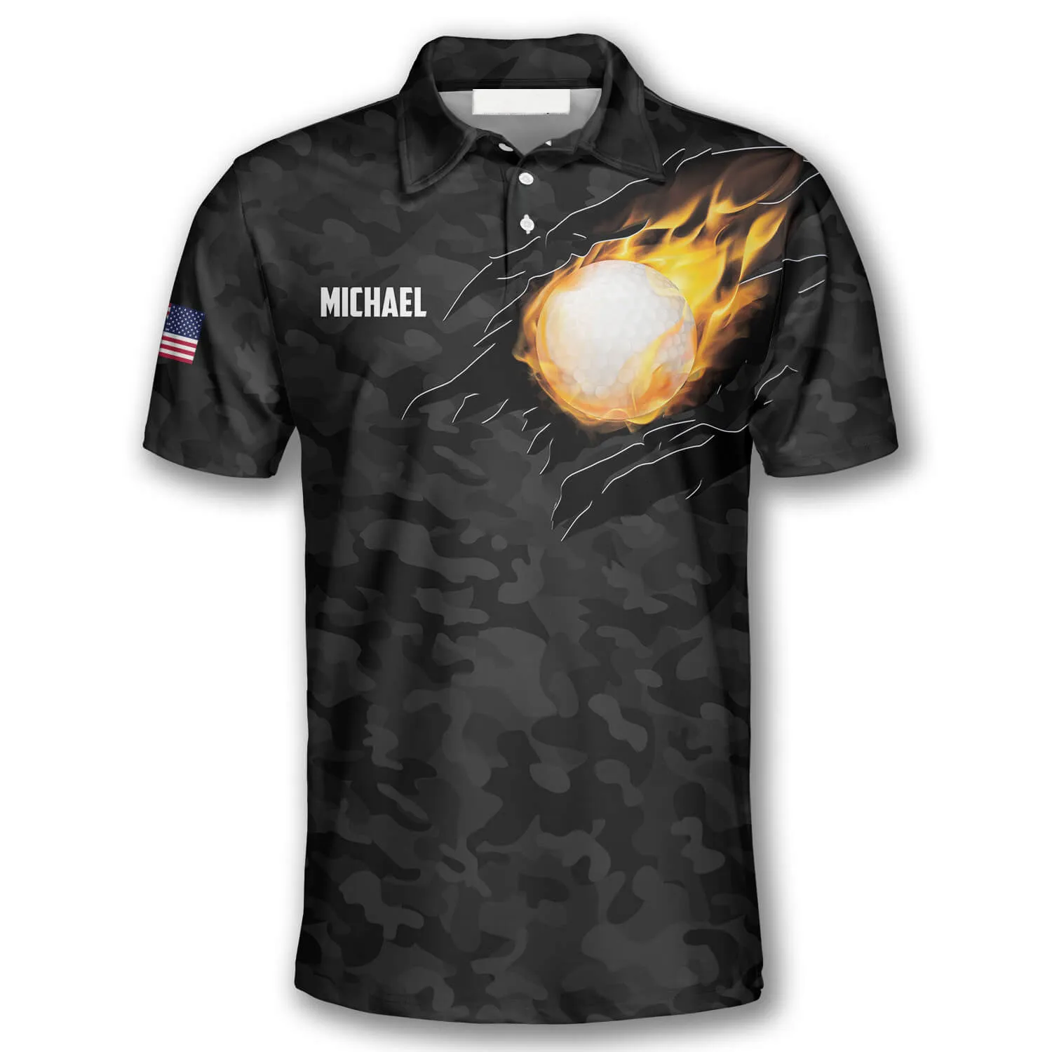 Black Camouflage Custom Golf Polo Shirts for Men