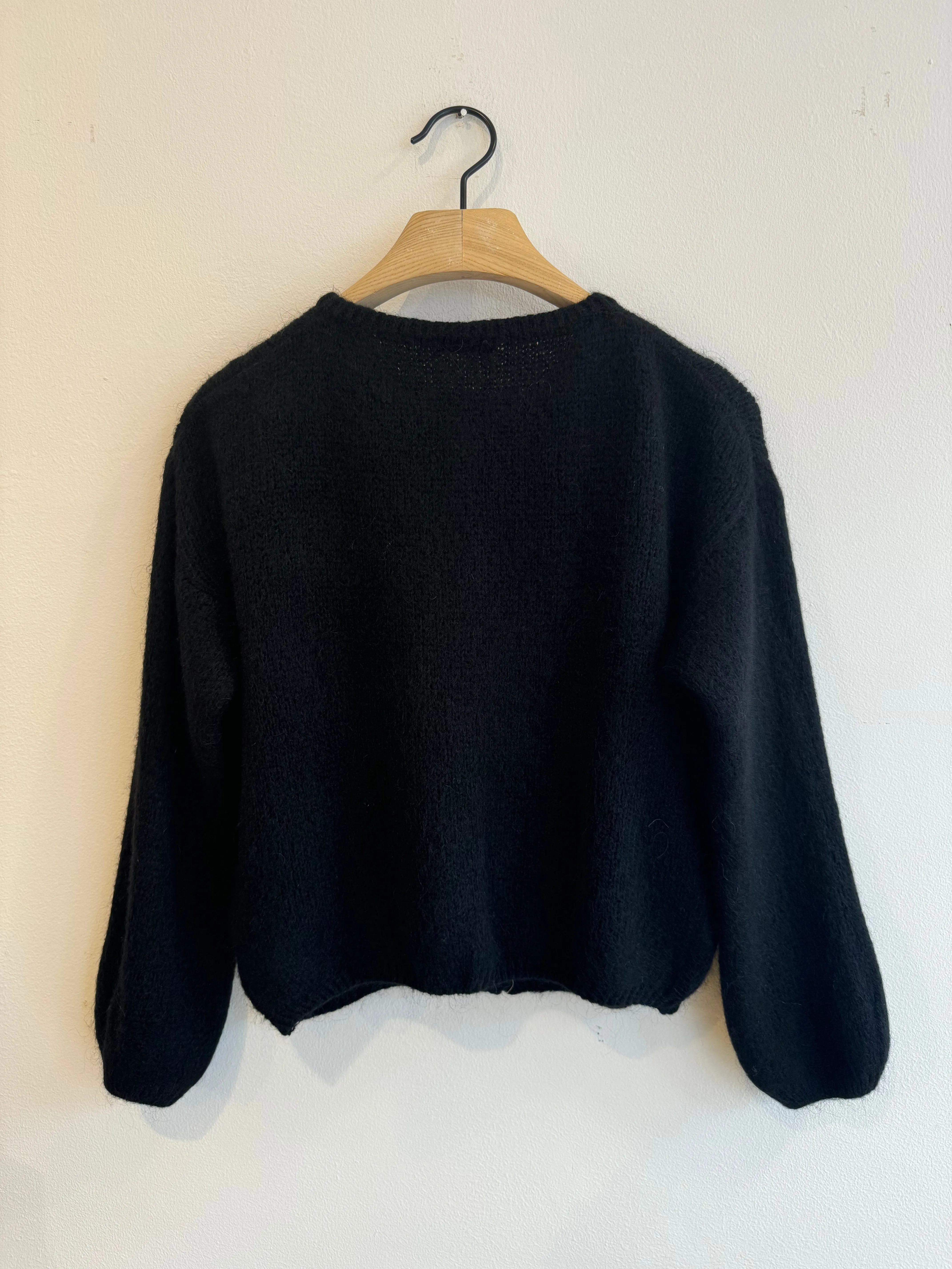 Black Long Sleeve Mohair Cardigan