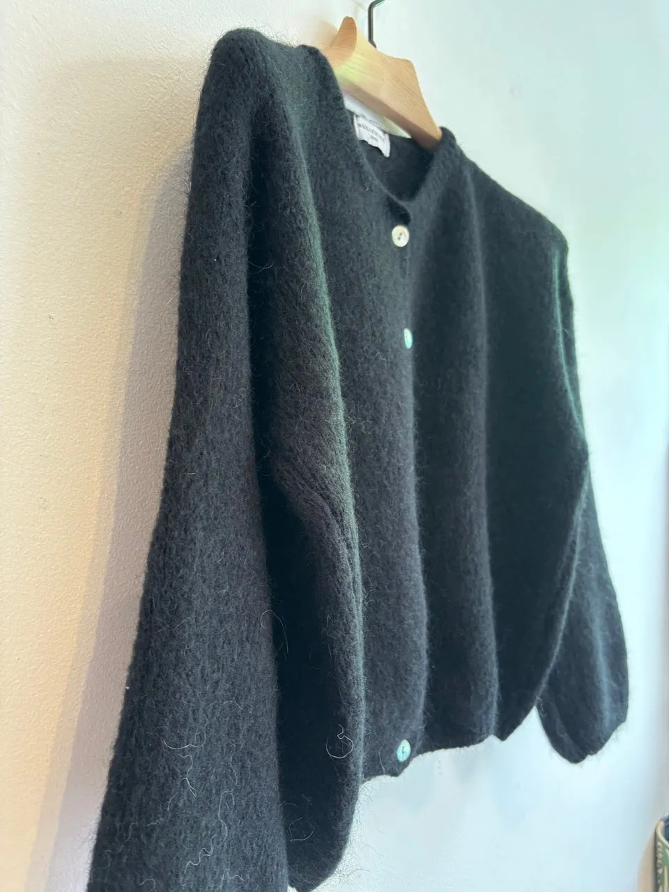 Black Long Sleeve Mohair Cardigan