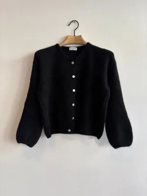 Black Long Sleeve Mohair Cardigan