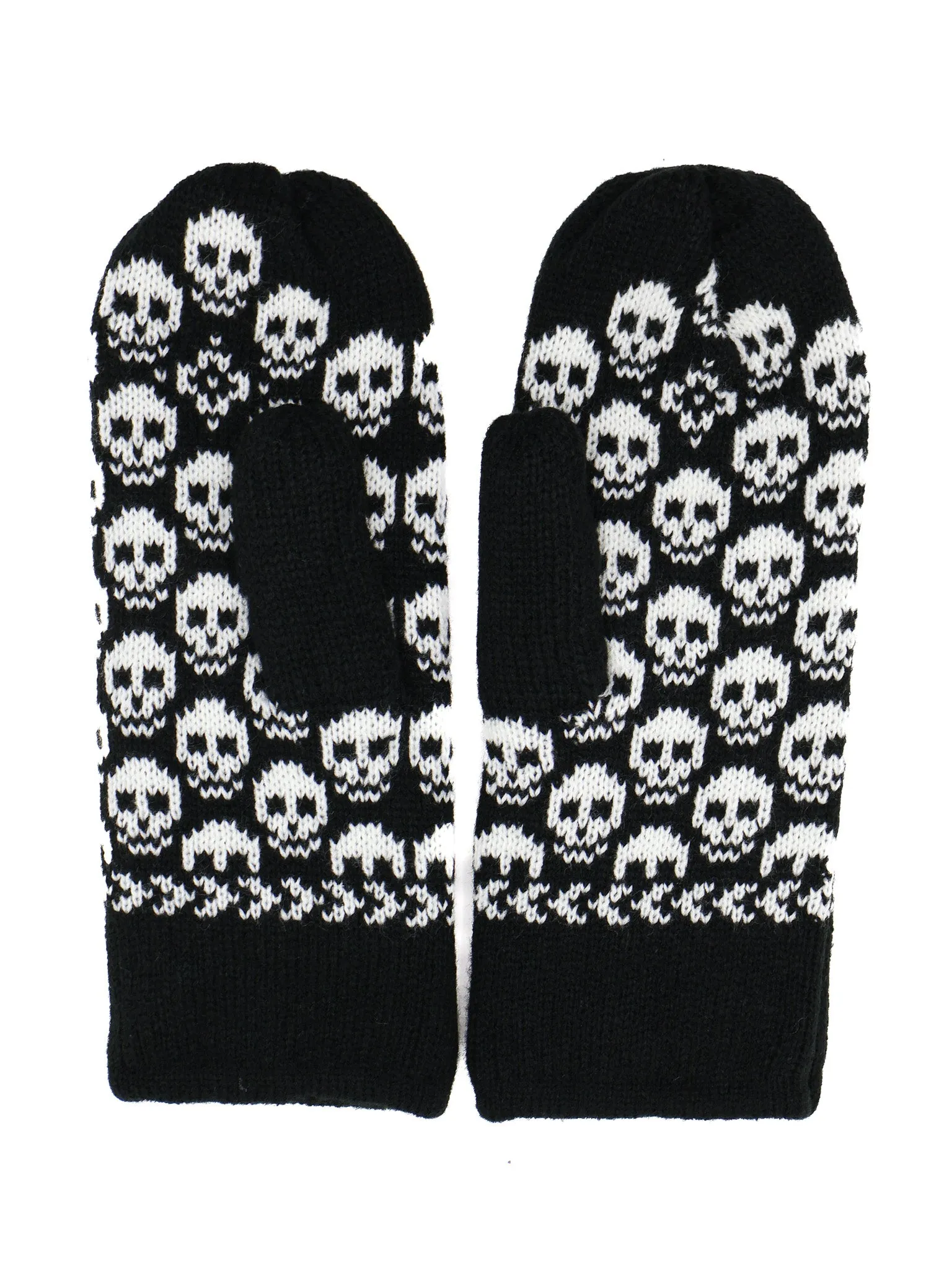 Black Skull Knit Mittens