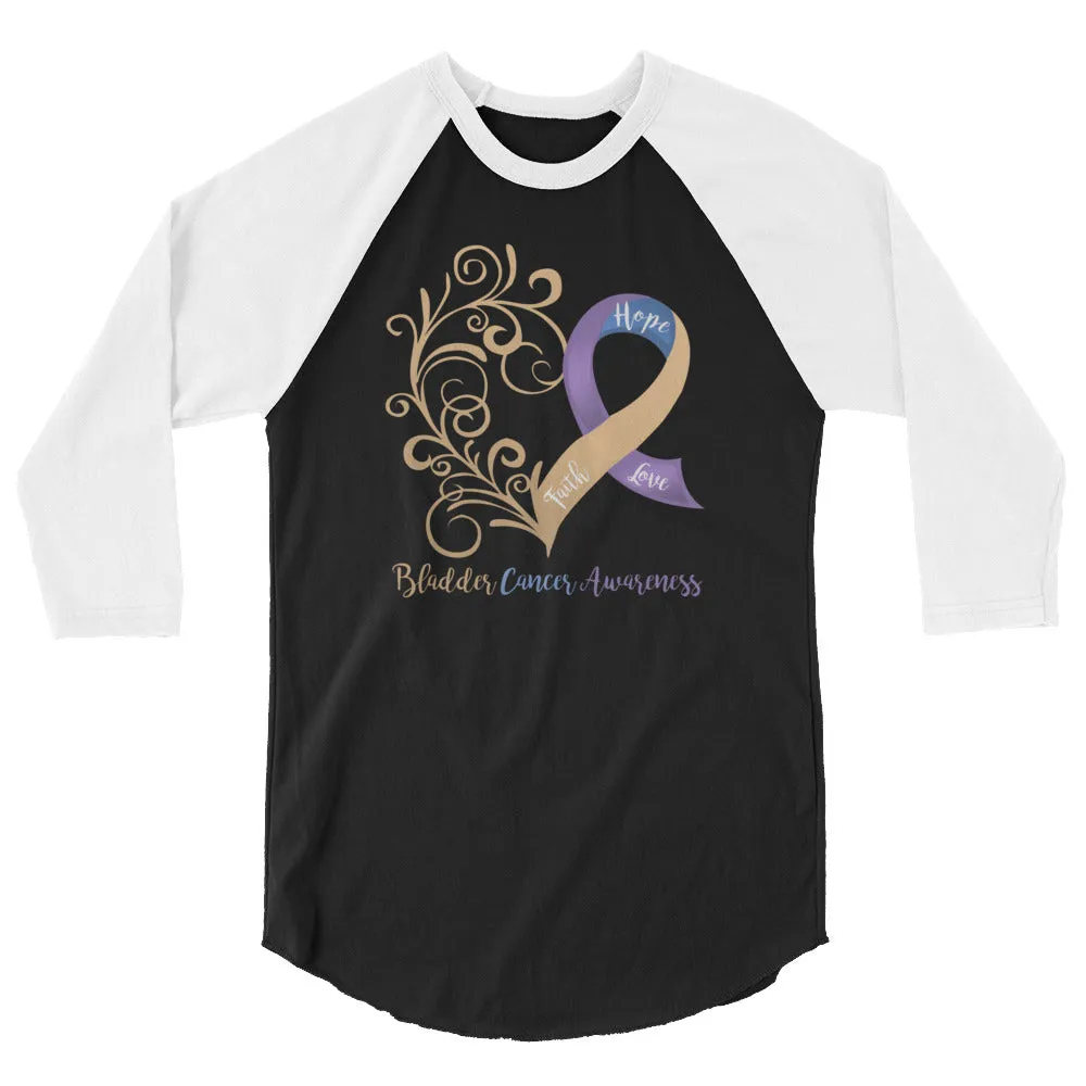 Bladder Cancer Awareness 3/4 Sleeve Raglan Shirt (Several Colors Available)