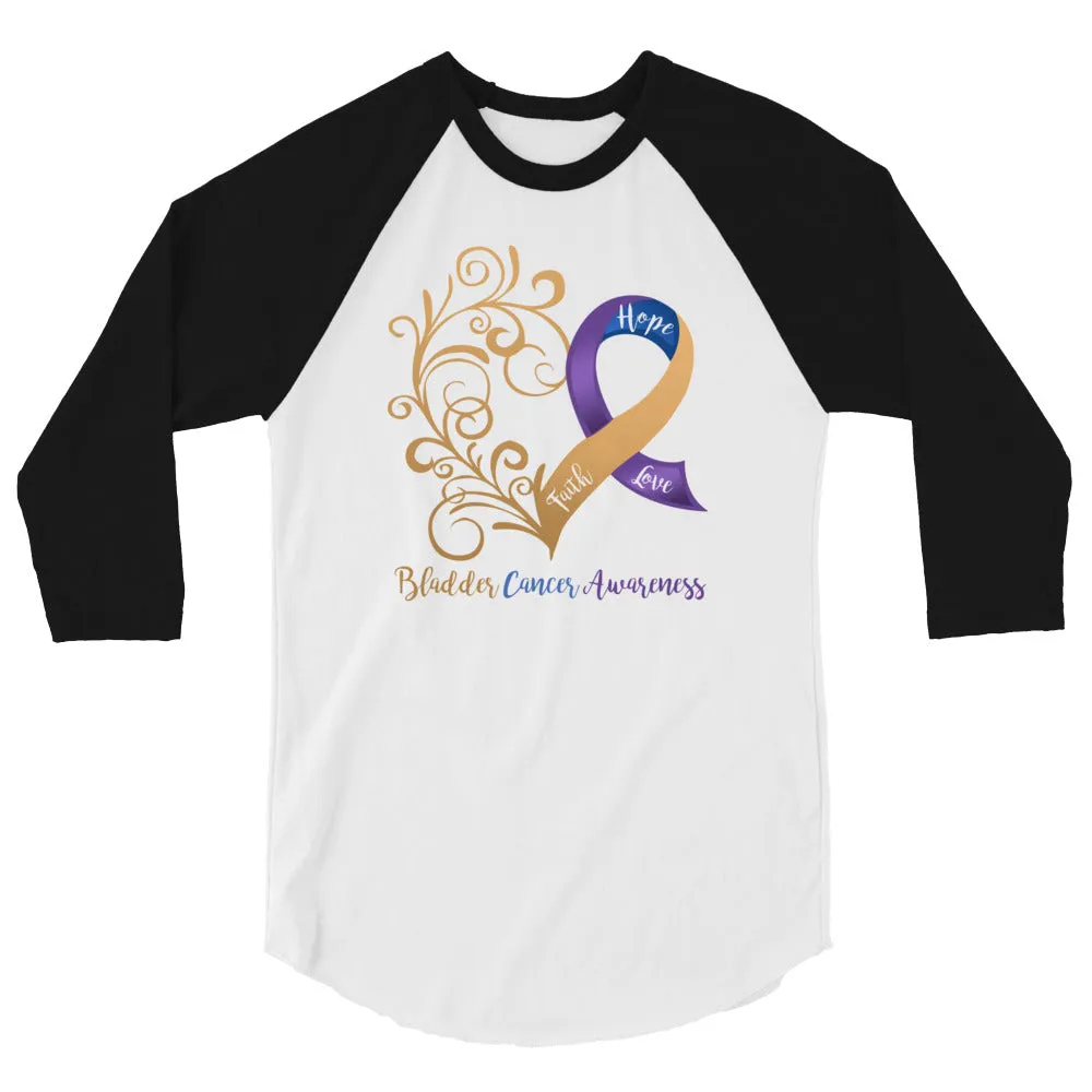 Bladder Cancer Awareness 3/4 Sleeve Raglan Shirt (Several Colors Available)