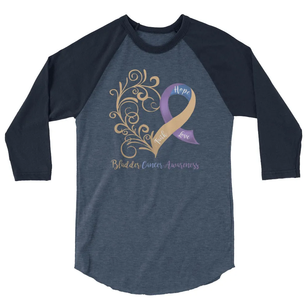 Bladder Cancer Awareness 3/4 Sleeve Raglan Shirt (Several Colors Available)