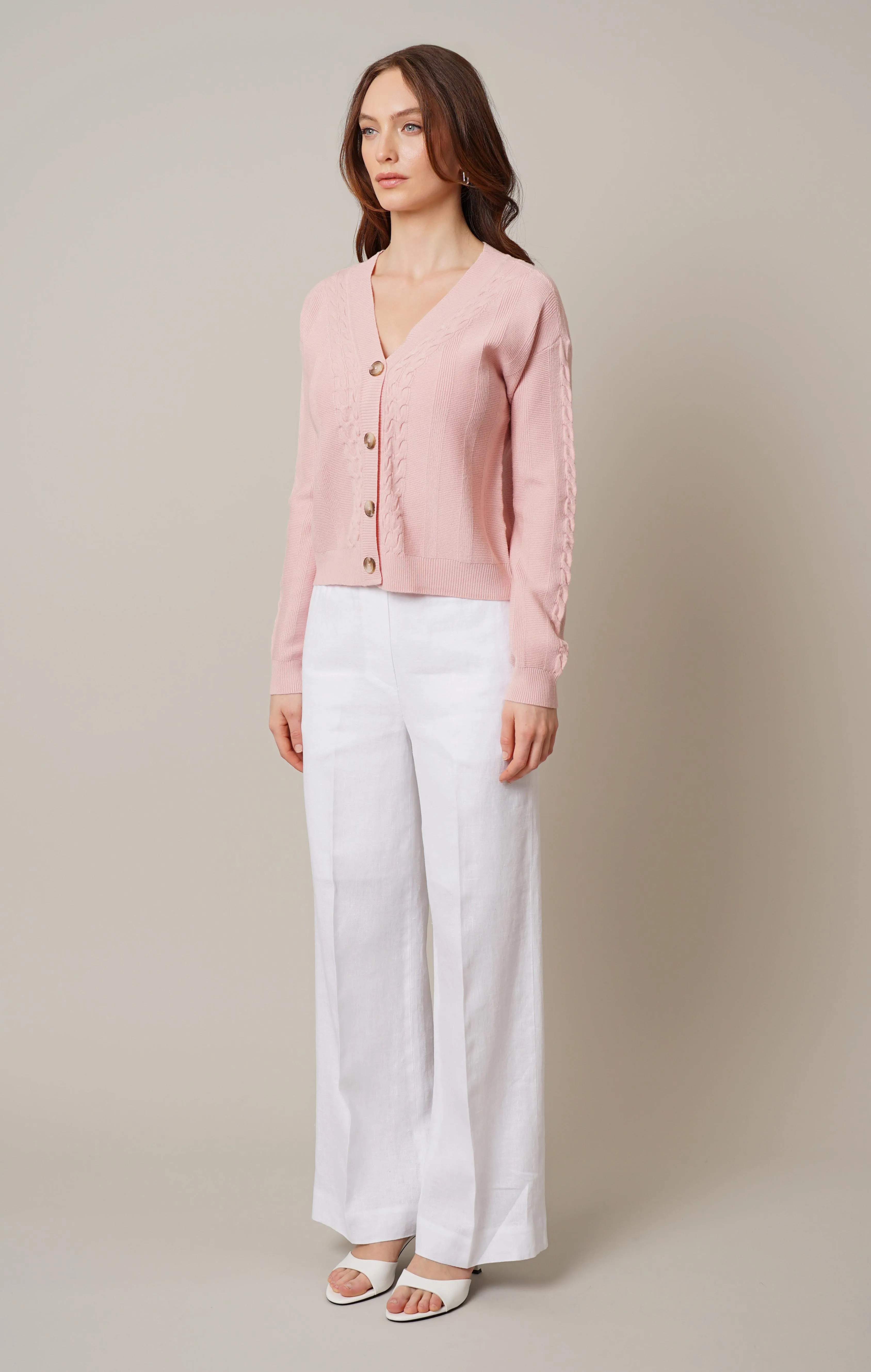 Cable Knit Button Front Cardigan