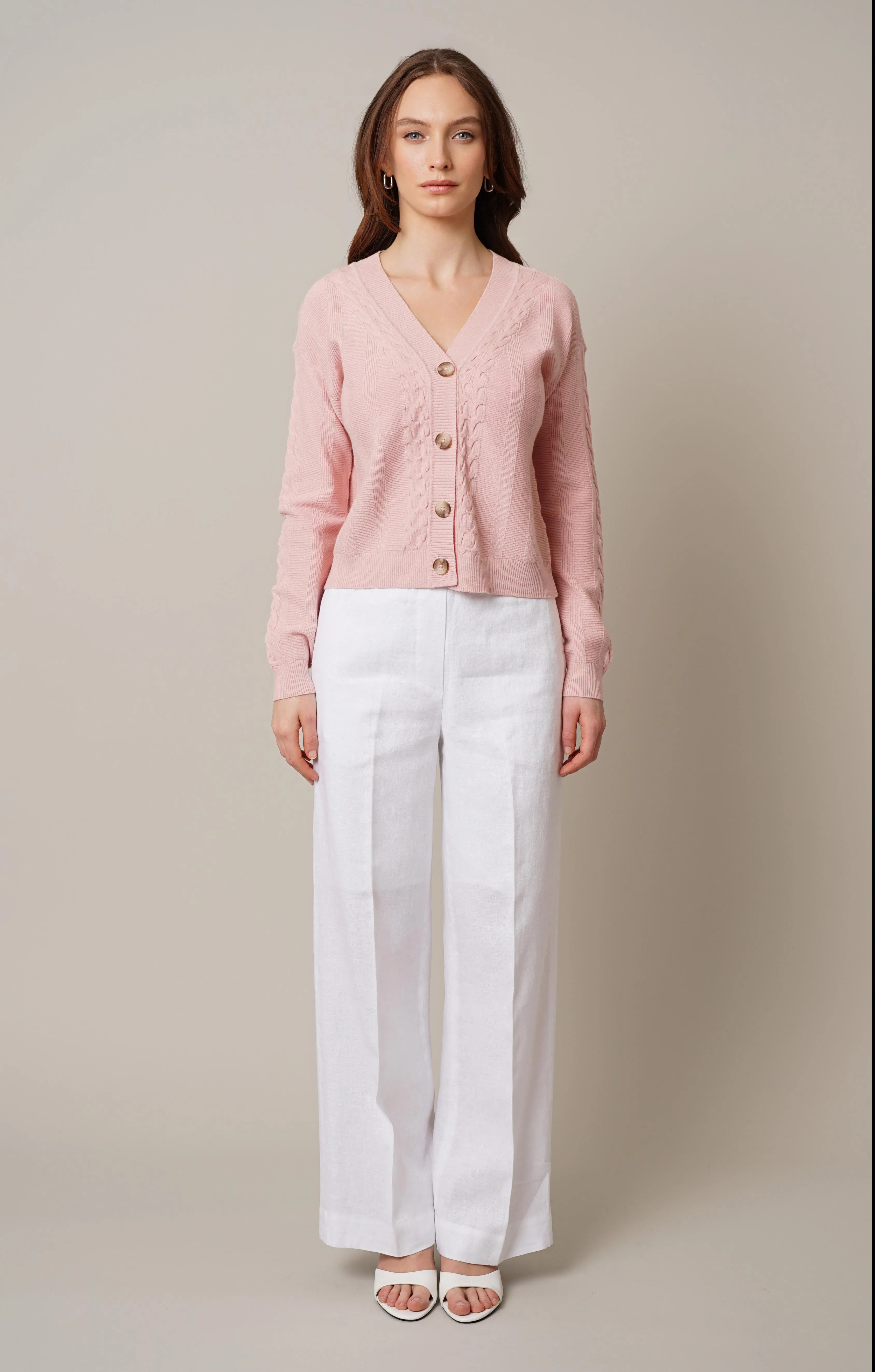 Cable Knit Button Front Cardigan