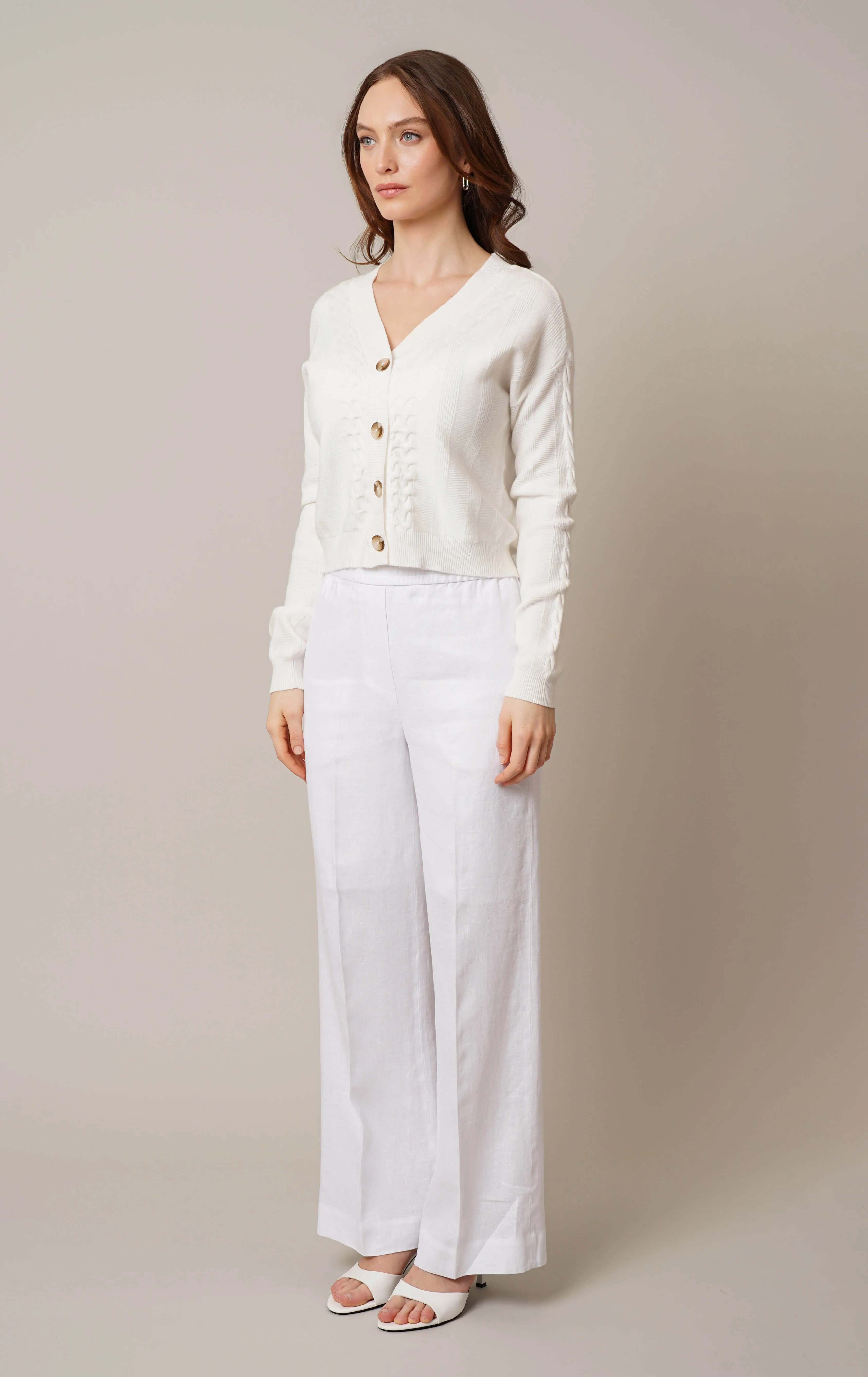 Cable Knit Button Front Cardigan