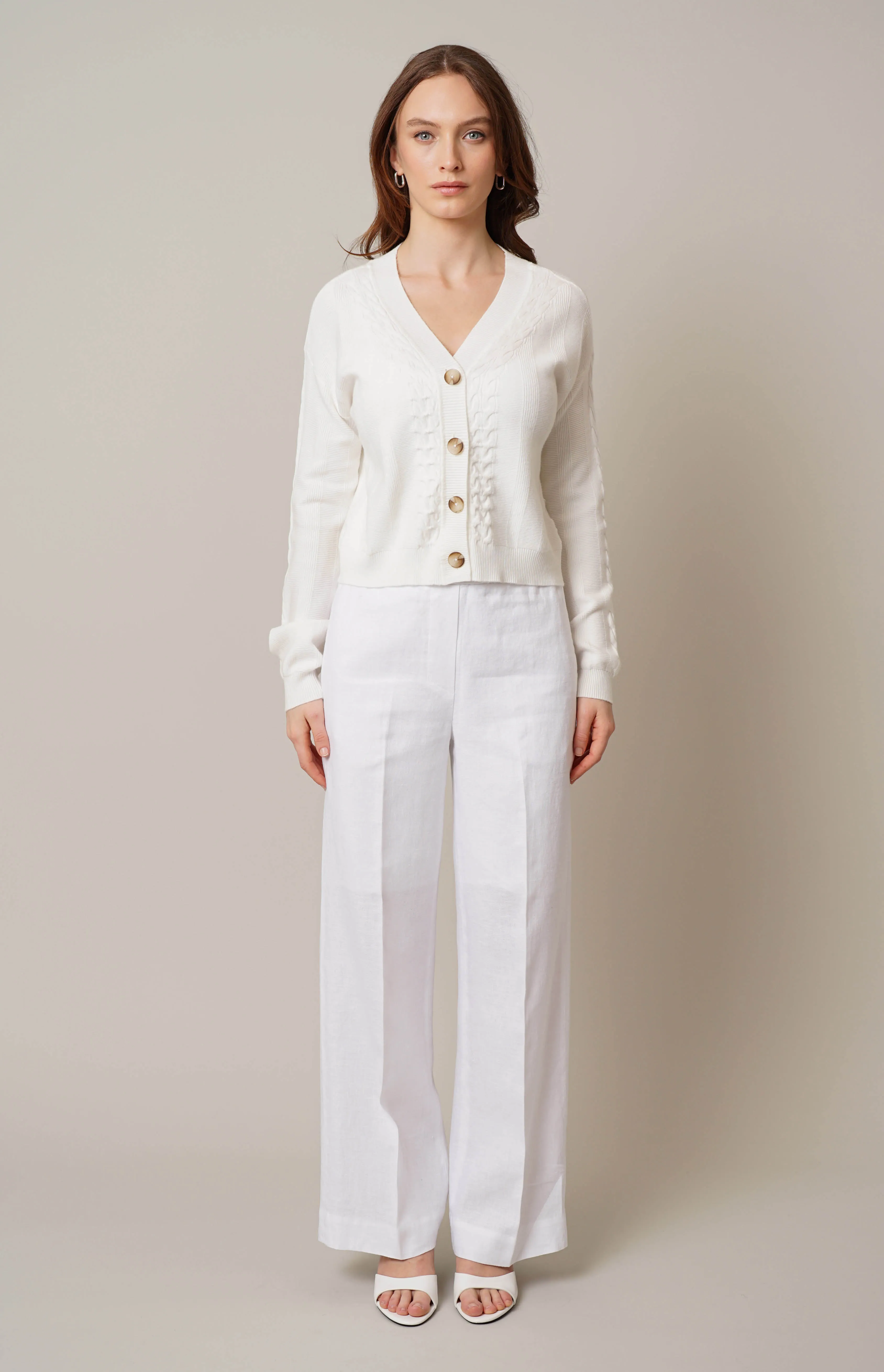 Cable Knit Button Front Cardigan