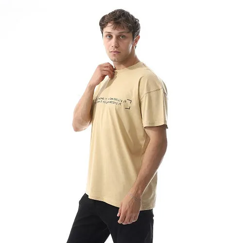 Classic Printed T-Shirt For Men - Beige