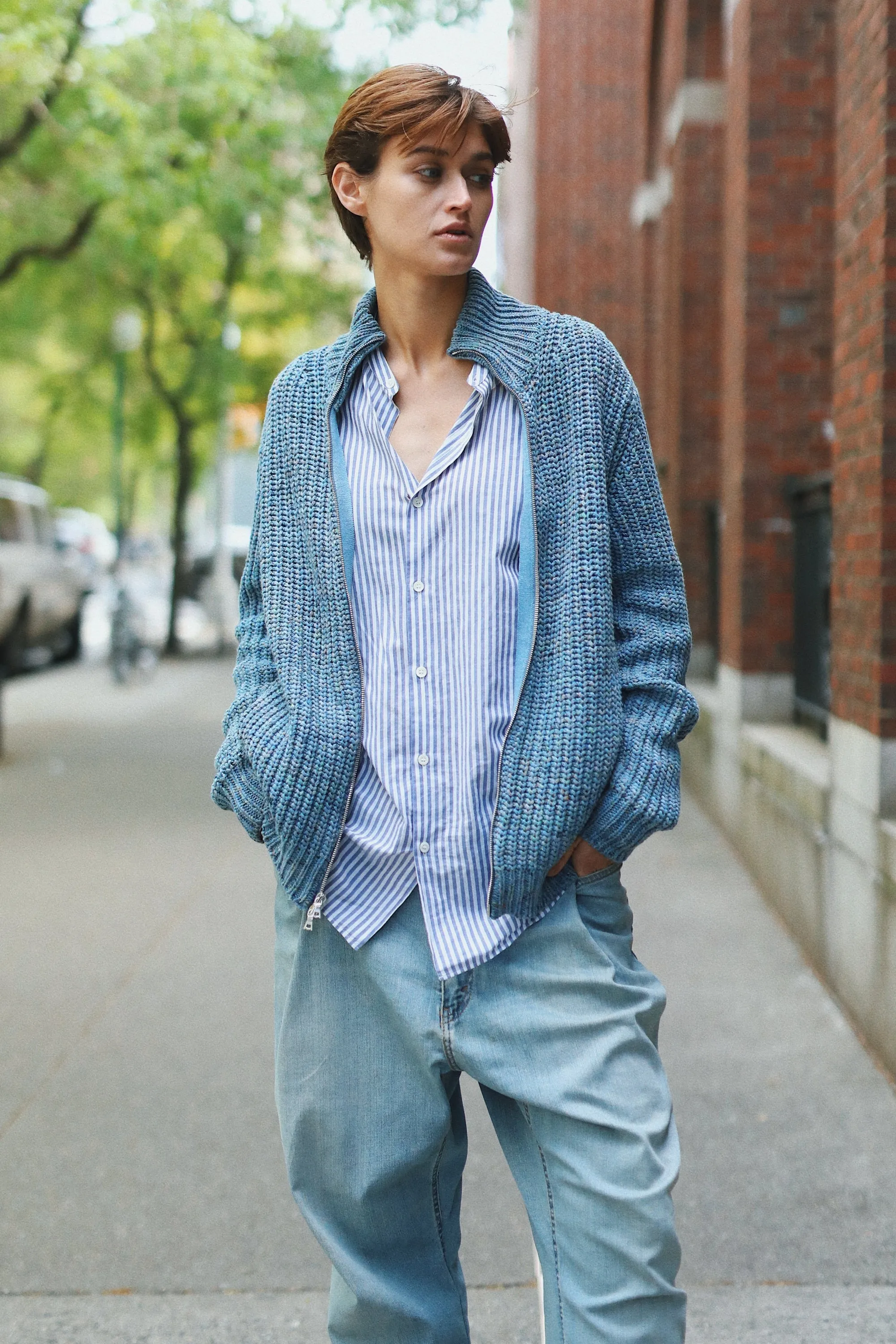 DAVE ZIP CARDIGAN - BLUE