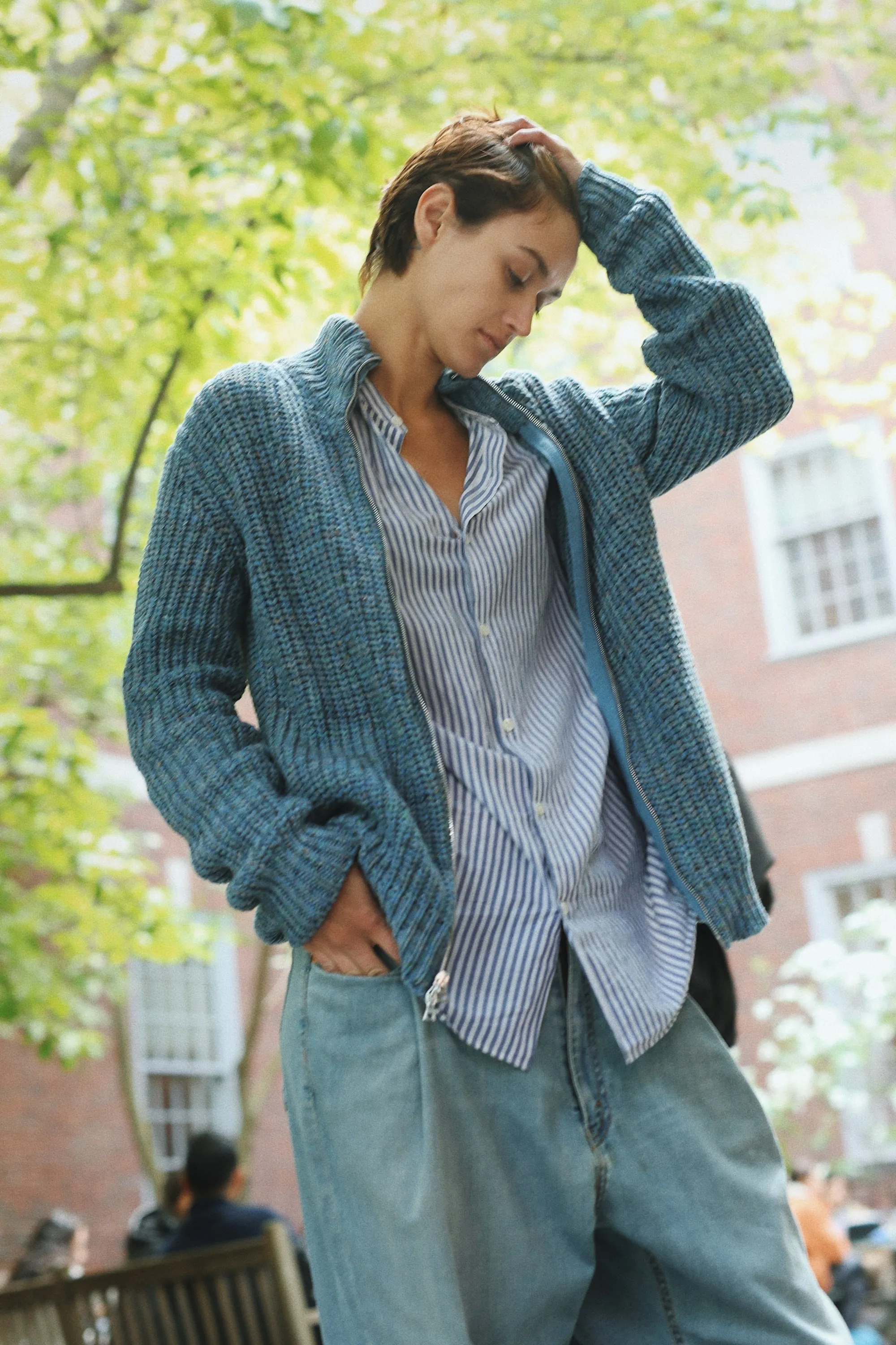 DAVE ZIP CARDIGAN - BLUE