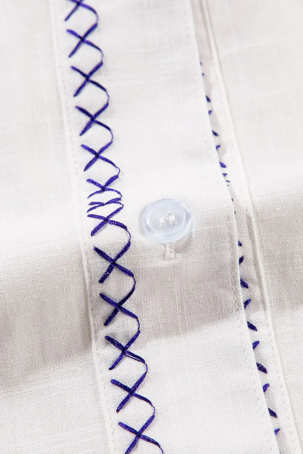 Embroidered white floral shirt