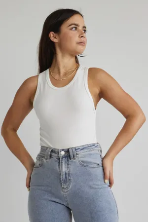 Envy White Rib Cut Away Tank
