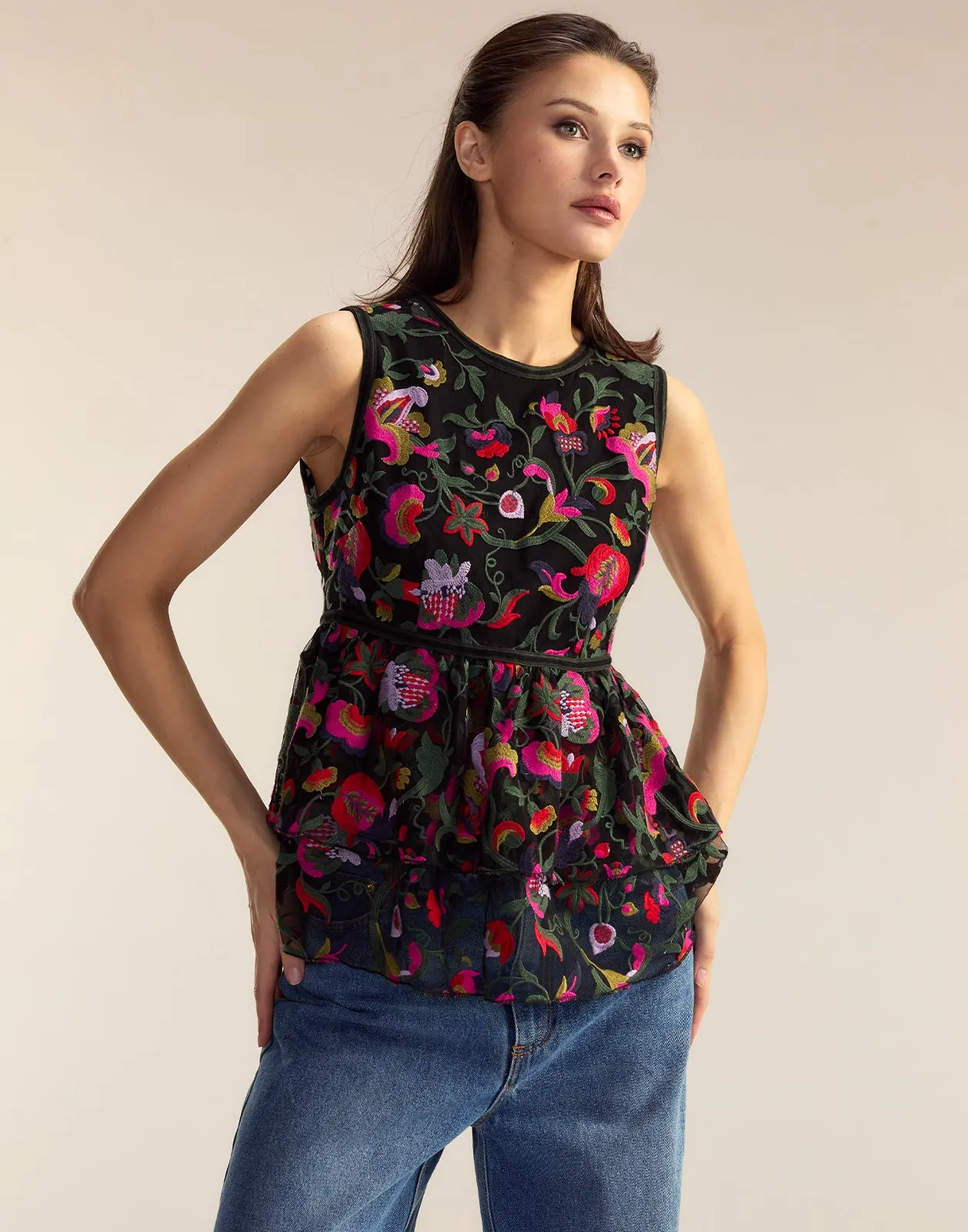 Eve Embroidered Peplum Top