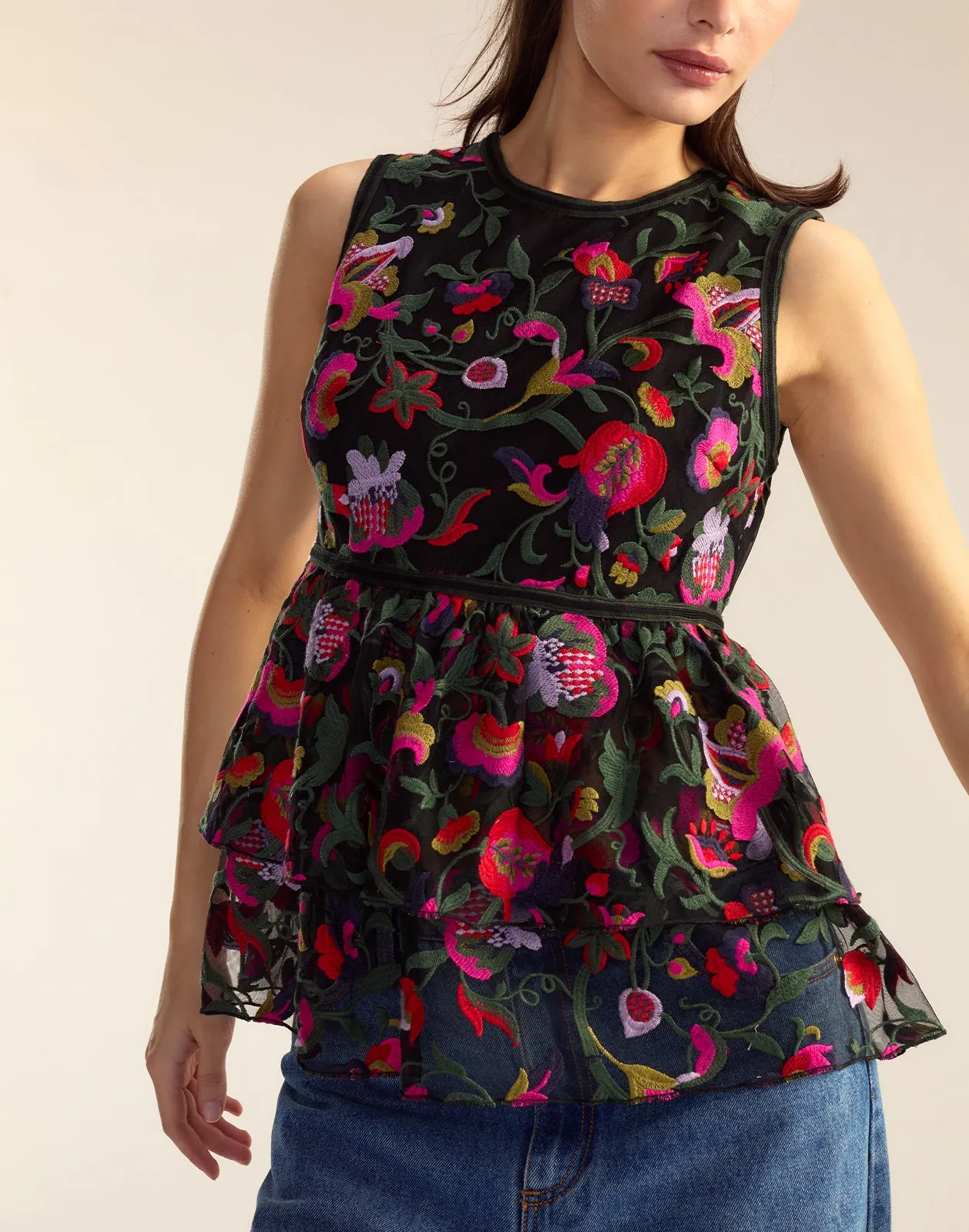 Eve Embroidered Peplum Top
