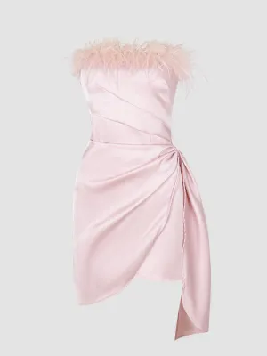 Feather Satin Pink Dress