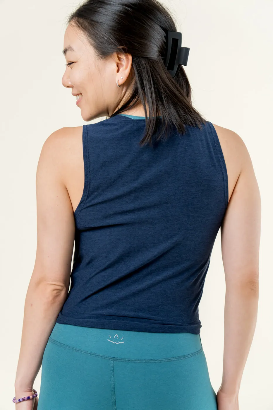 Featherweight Intersect Cropped Tank - Nocturnal Navy