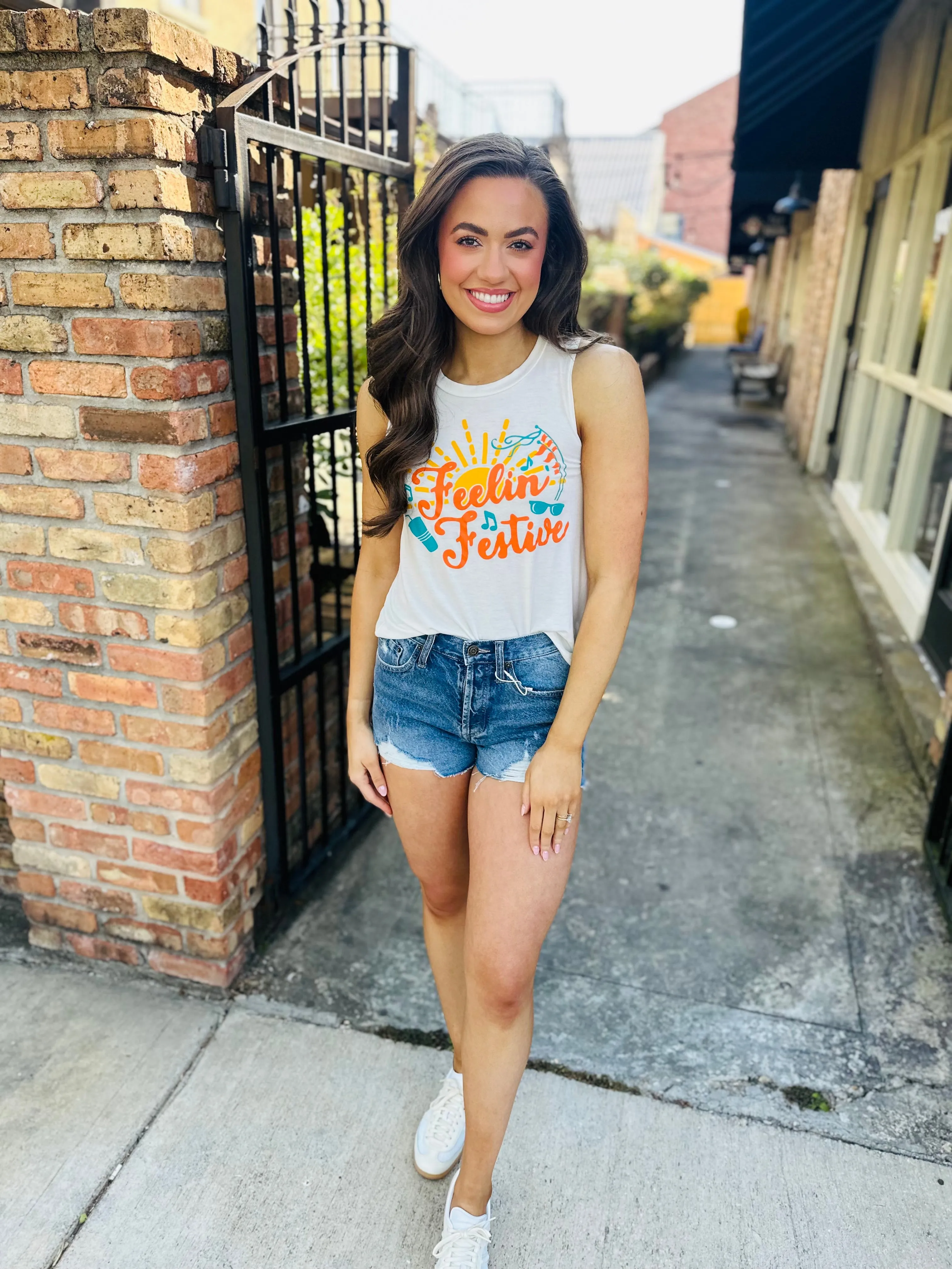 Feelin' Festive Tank- White