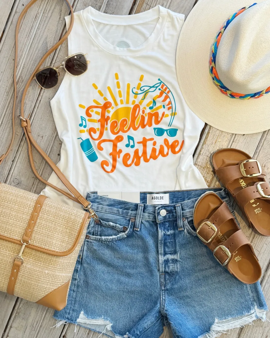 Feelin' Festive Tank- White