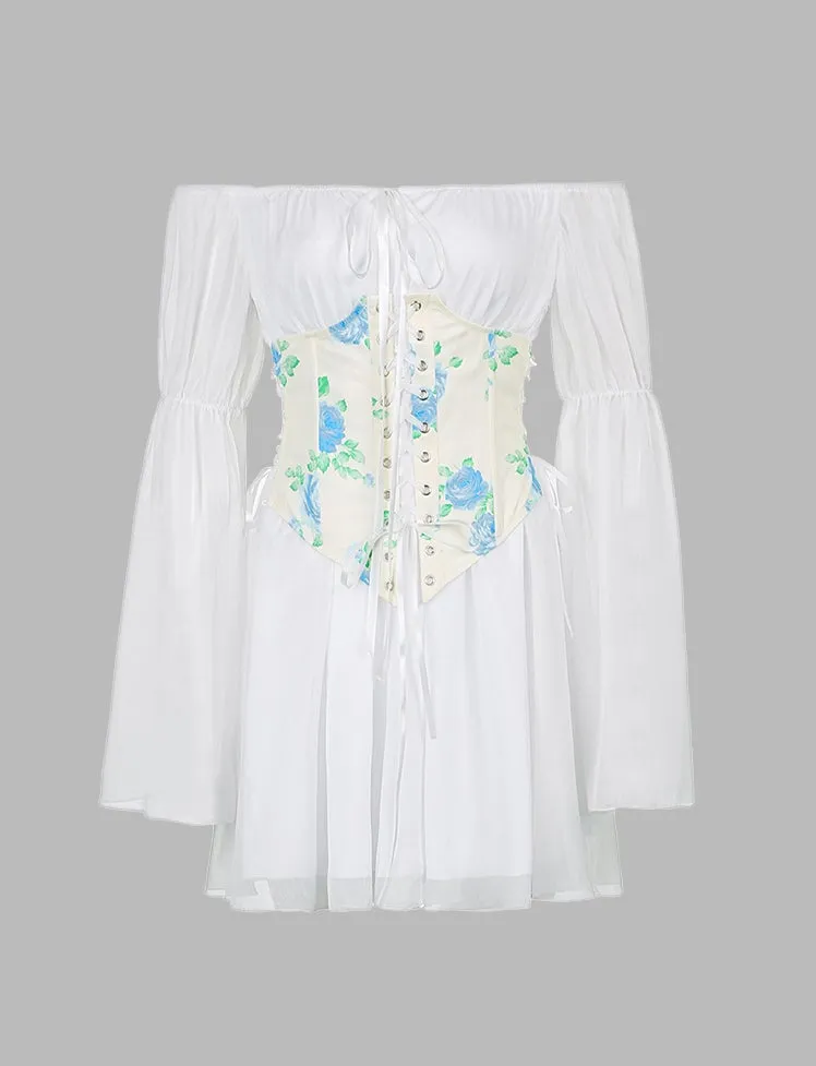 Floral Print Corset Dress Set