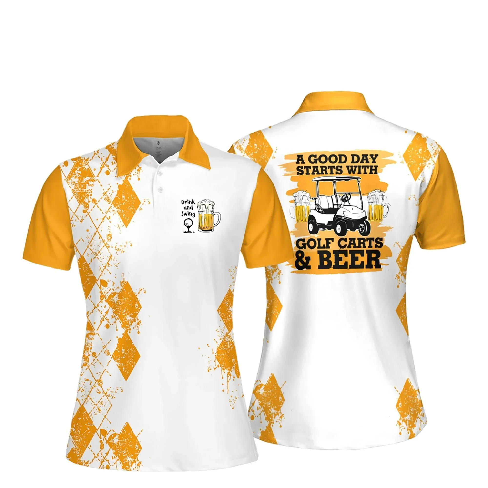 Good Day Starts With Golf Carts And Beer Women Short Sleeve Polo Shirt, Women’s Jersey Polo Shirt