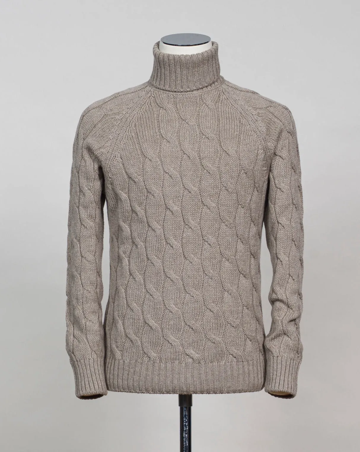 Gran Sasso Air Wool Cable Roll Neck / Light Sand