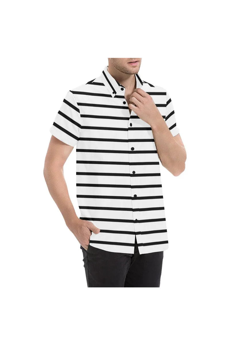 Horizontal Stripe Men's All Over Print Short Sleeve Shirt