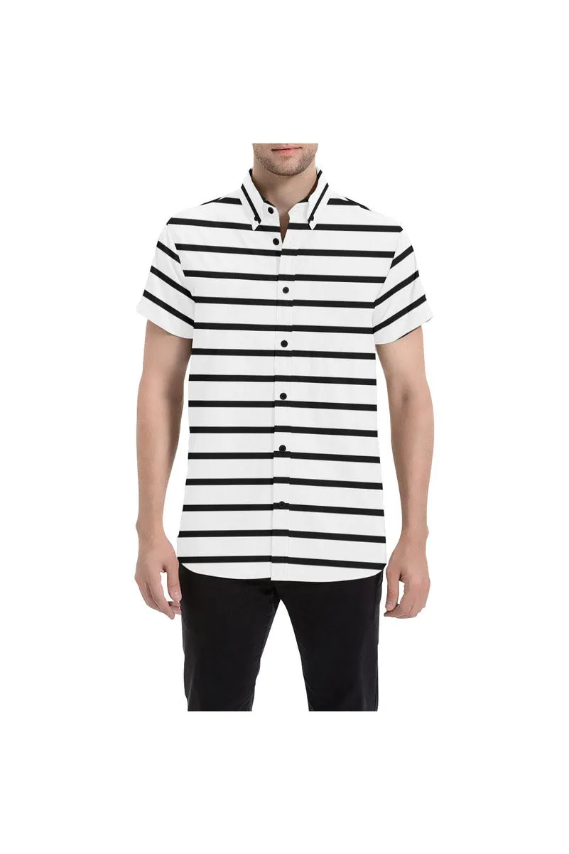 Horizontal Stripe Men's All Over Print Short Sleeve Shirt