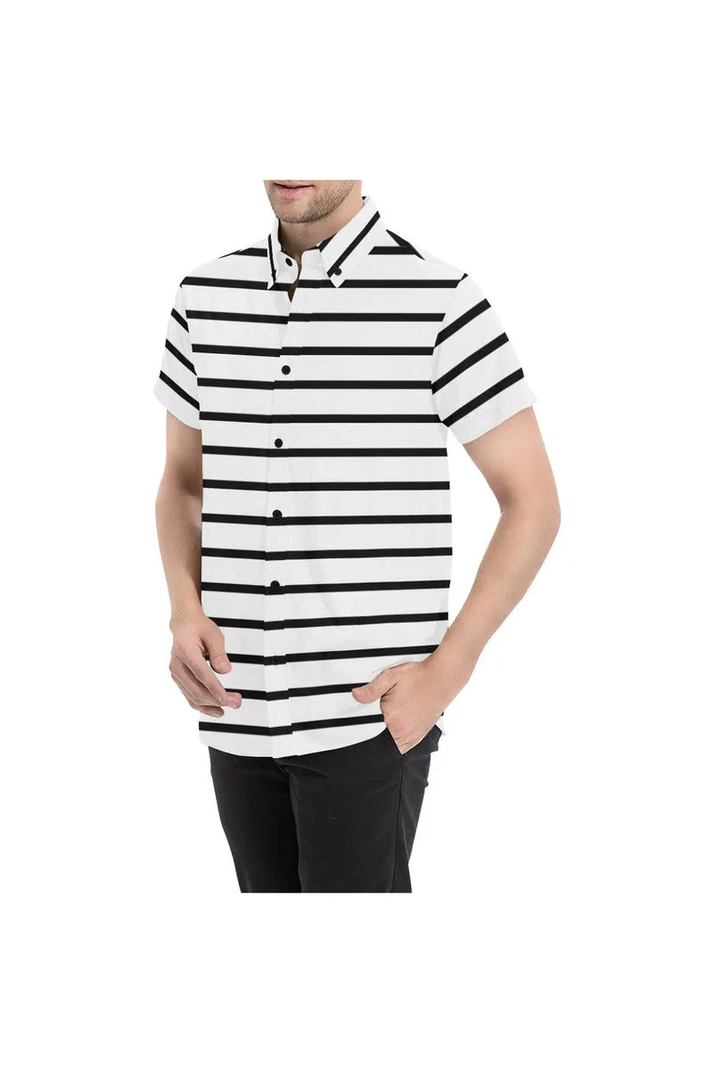 Horizontal Stripe Men's All Over Print Short Sleeve Shirt