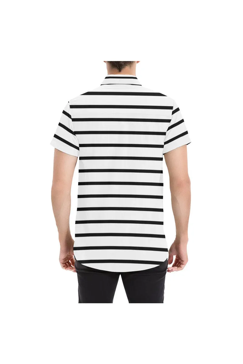 Horizontal Stripe Men's All Over Print Short Sleeve Shirt