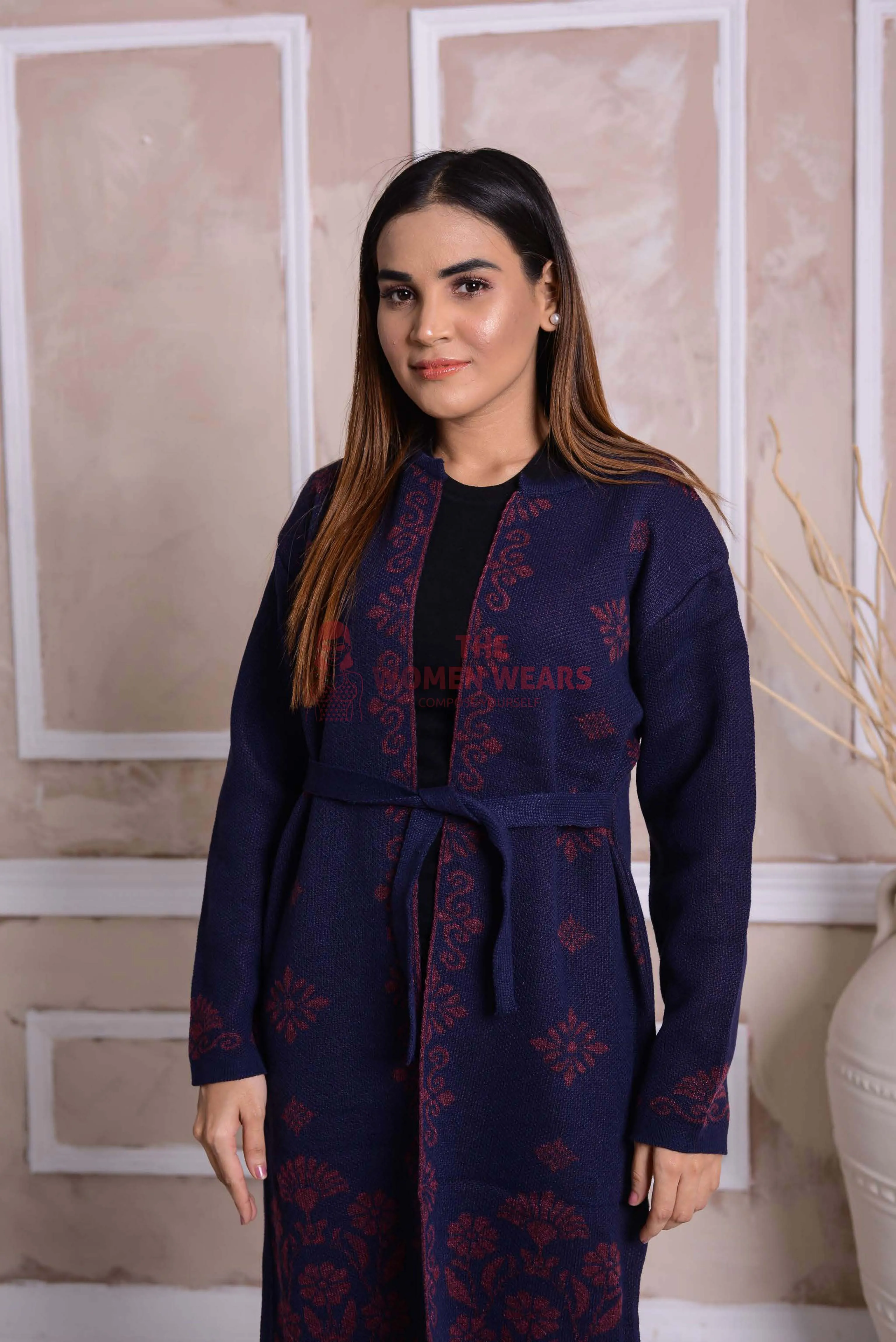 Imported Front Open Ebony Clay Cozy Belted Cardigan Sweater - (CGN11)