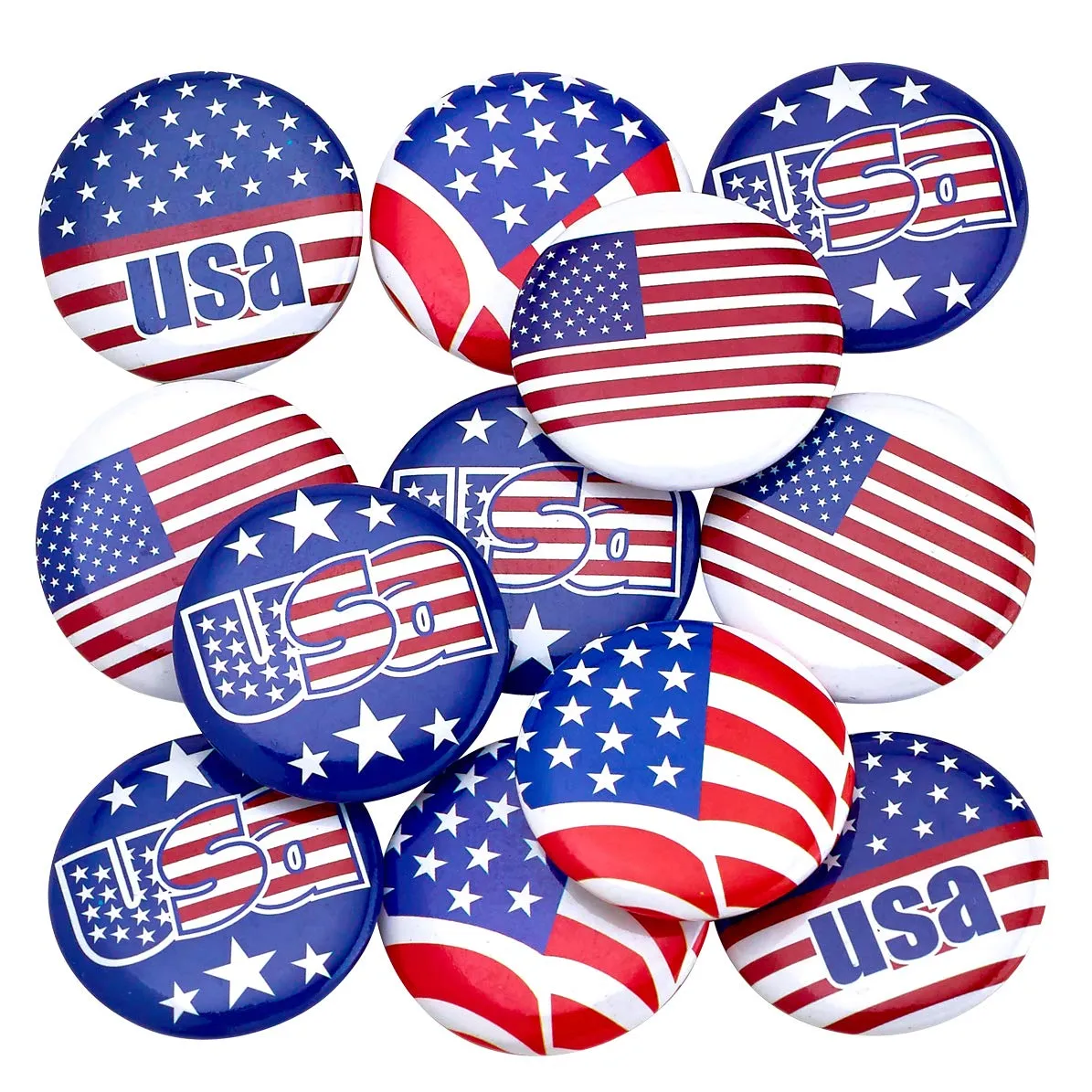 Kicko USA Buttons - 96 Pack, Patriotic American Pins - Party Favors
