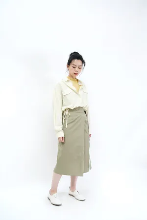 Lemon chiffon crop blouse in string hem
