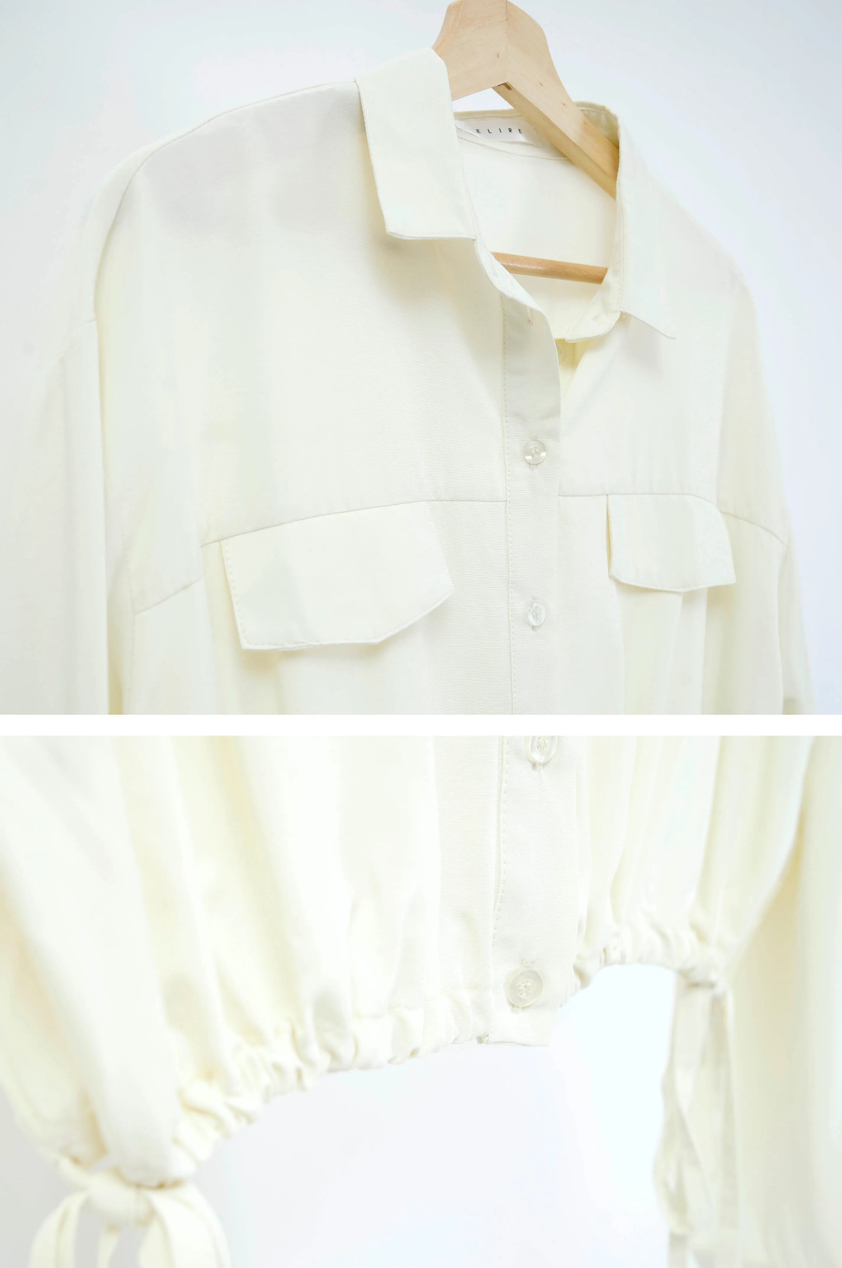Lemon chiffon crop blouse in string hem