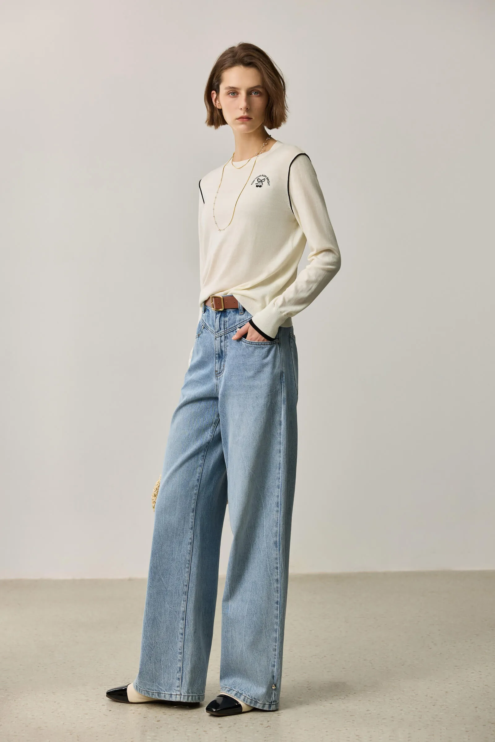 LILY Embroidered Crew Neck Pullover