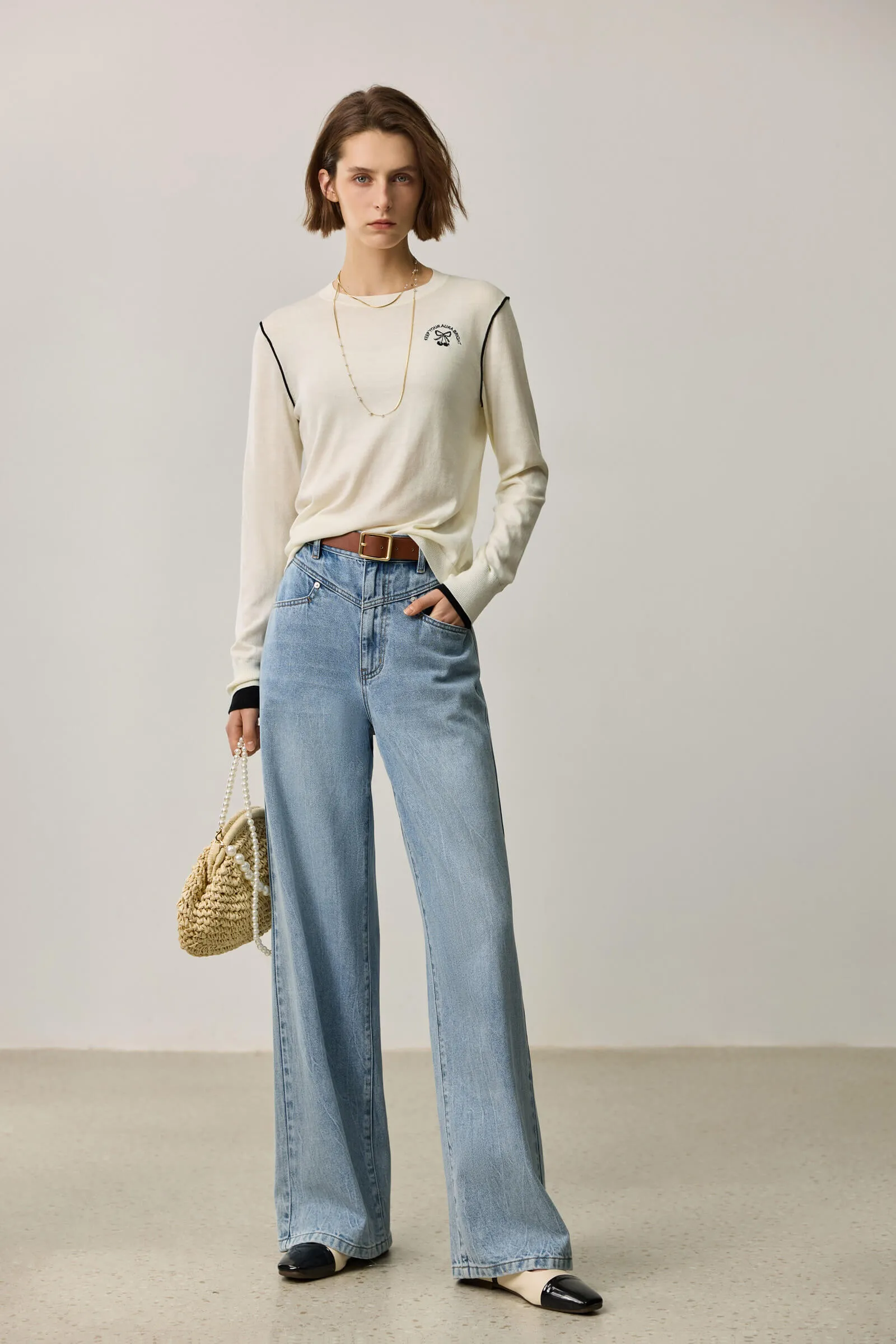 LILY Embroidered Crew Neck Pullover