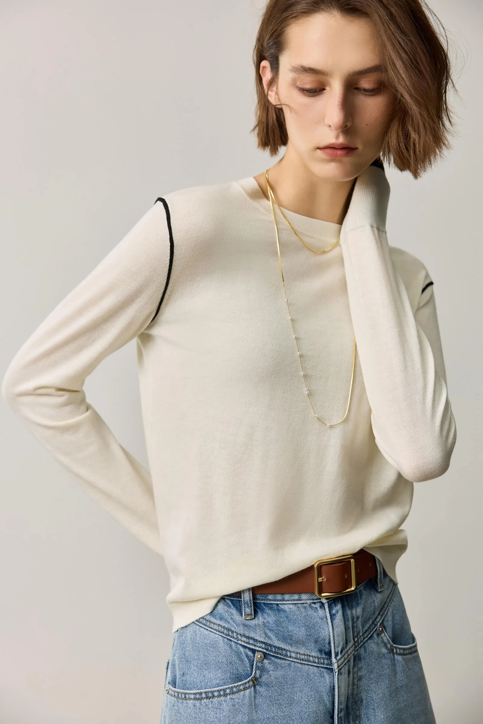 LILY Embroidered Crew Neck Pullover