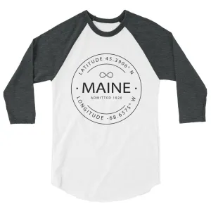 Maine - 3/4 Sleeve Raglan Shirt - Latitude & Longitude