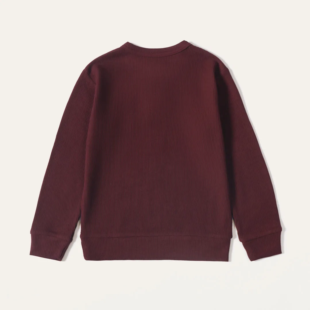 Maroon Waffle Knit Henley