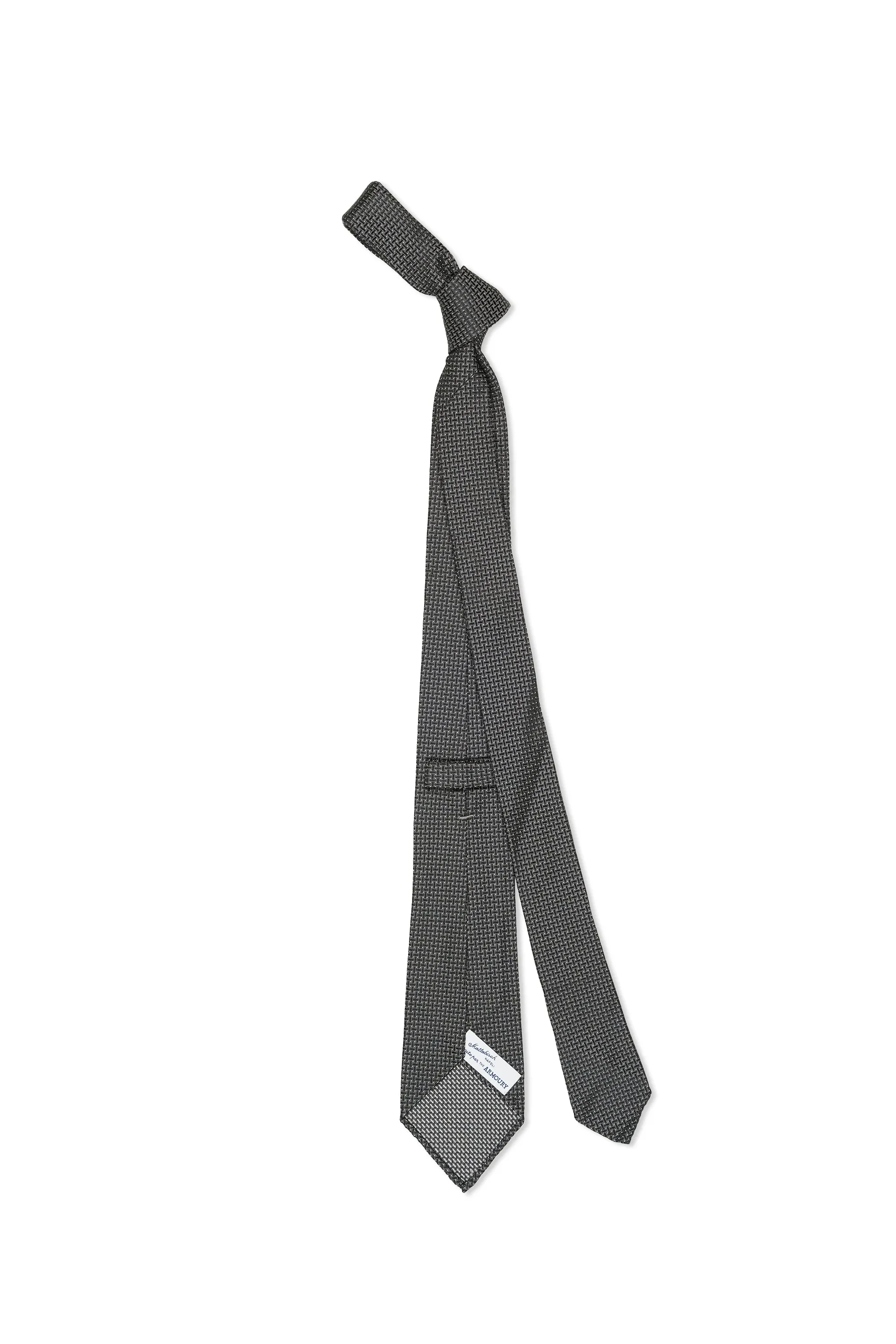 Mattabisch Black with White Textured Silk Tie