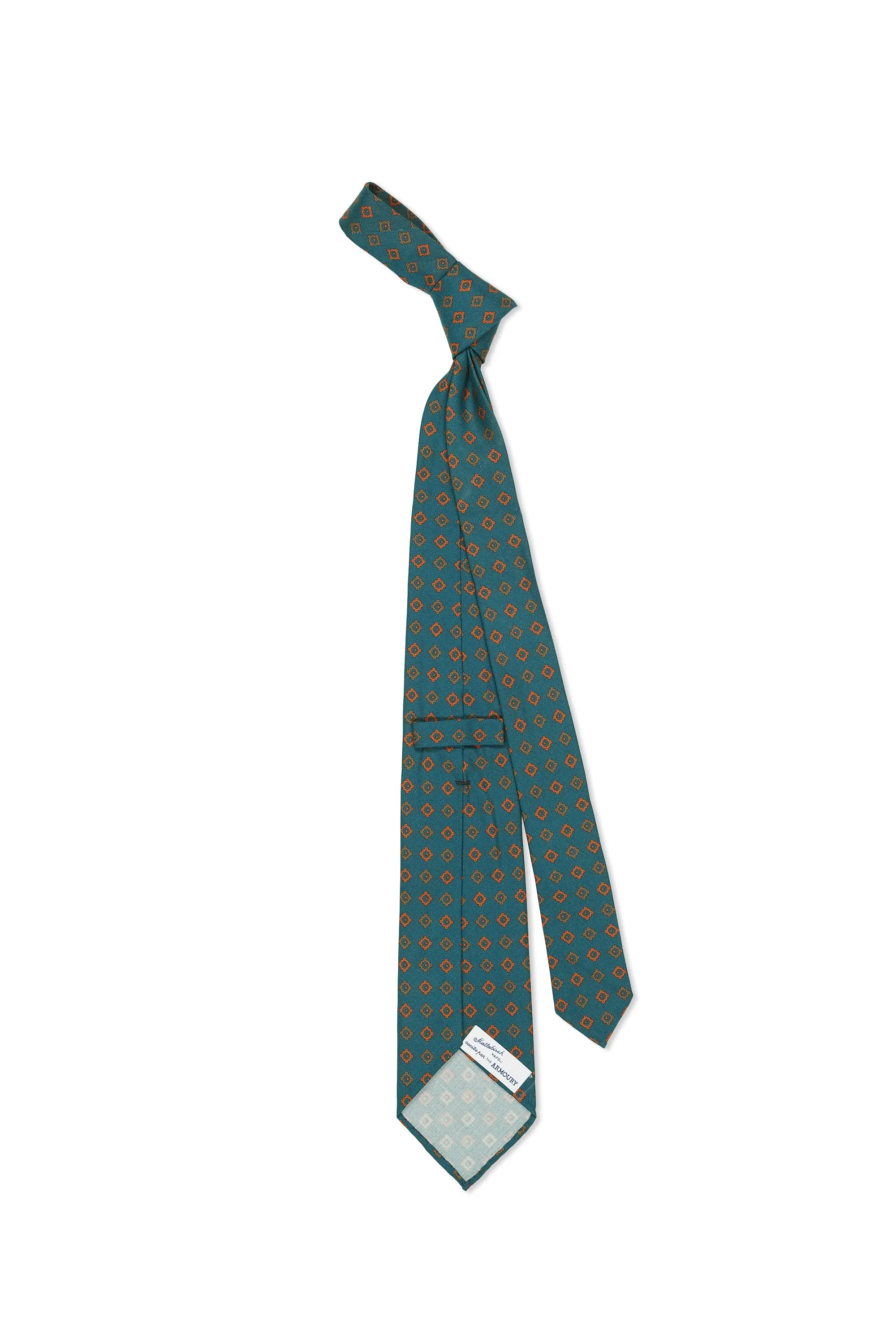 Mattabisch Teal with Orange/Brown Pattern Silk Tie